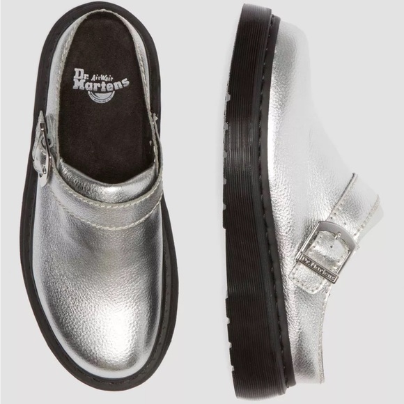 Dr. Martens Laketen Slingback Mule Tumbled Silver Metallic Size 8 NWOT - Picture 4 of 16